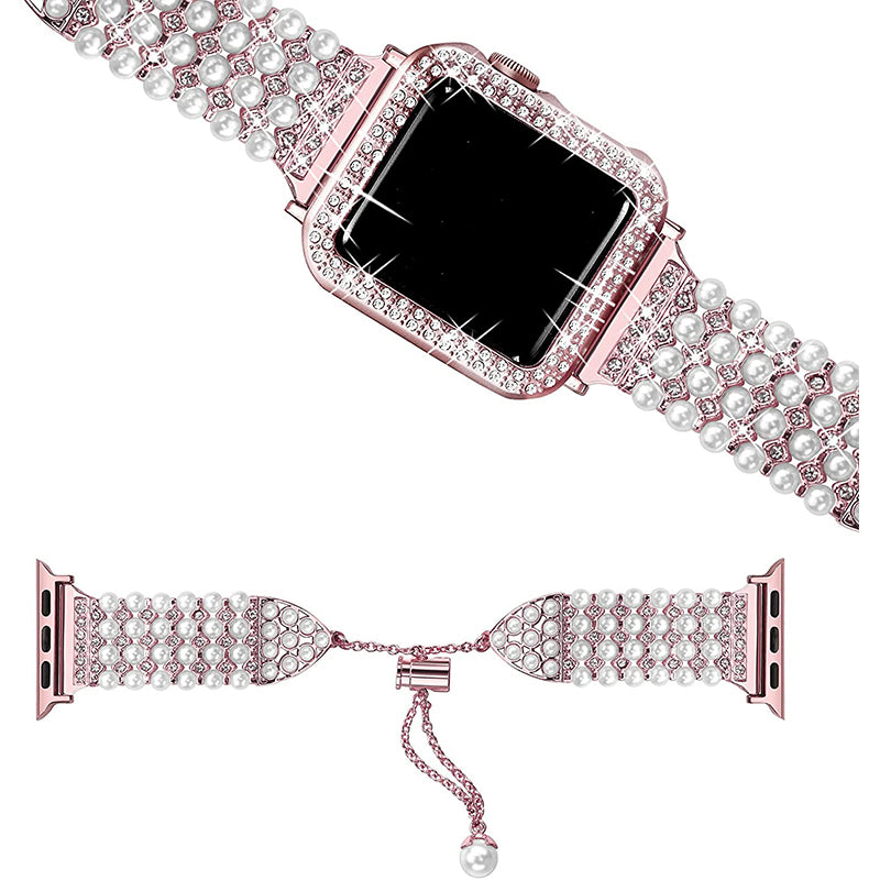 For Apple Watch Series 1 2 3 38mm Spare Watch Band Replacement Artificial Pearl Rhinestone Bracelet Protective PC Watch Case For Apple Watch Series 1 2 3 38mm Spare Watch Band Replacement Artificial Pearl Rhinestone Bracelet Protective PC Watch Case